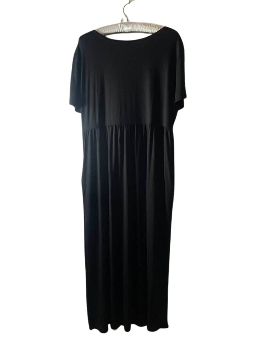 NWT Longyuan Black Short Sleeve Maxi Dress Plus Size 2X Flowy Minimalist - Picture 3 of 10